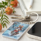 バイワーテリア犬オートバイクリスマスに乗る キーホルダー (正面右)