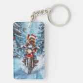 バイワーテリア犬オートバイクリスマスに乗る キーホルダー (裏面)