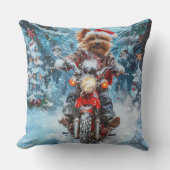 バイワーテリア犬オートバイクリスマスに乗る クッション (正面)