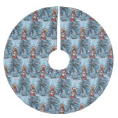 バイワーテリア犬オートバイクリスマスに乗る ブラッシュドポリエステルツリースカート (正面)