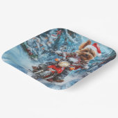 バイワーテリア犬オートバイクリスマスに乗る ペーパープレート (傾斜あり)