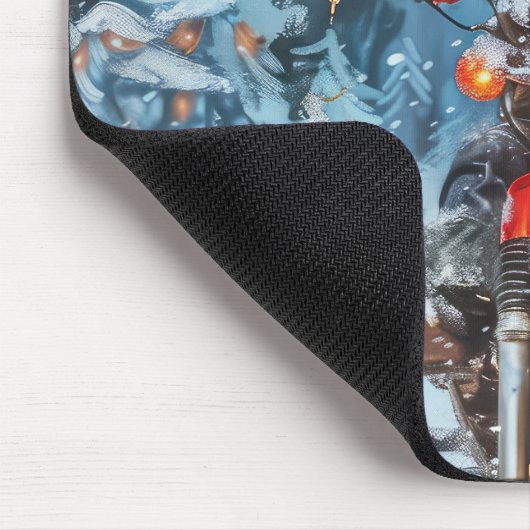 バイワーテリア犬オートバイクリスマスに乗る マウスパッド (コーナー)