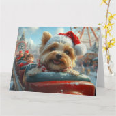 バイワーテリア犬ローラーコースタークリスマス カード (黄色い花)