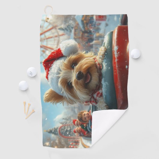 バイワーテリア犬ローラーコースタークリスマス ゴルフタオル (インサイチュ)