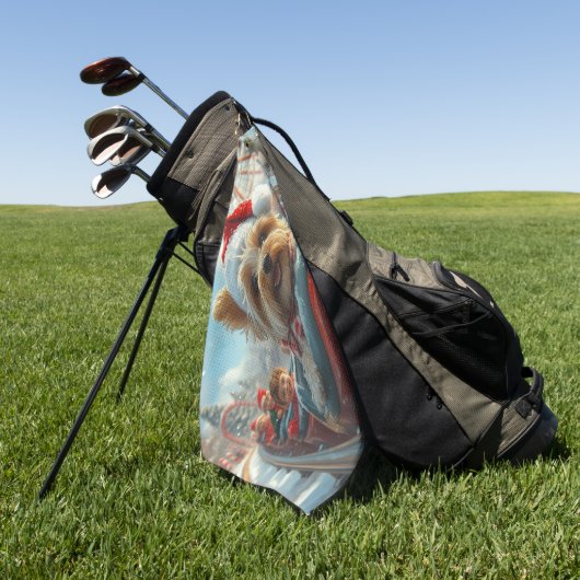 バイワーテリア犬ローラーコースタークリスマス ゴルフタオル (グリーン)