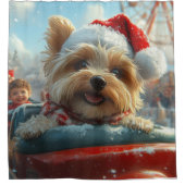 バイワーテリア犬ローラーコースタークリスマス シャワーカーテン (正面)