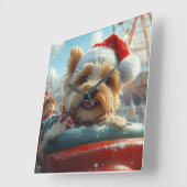 バイワーテリア犬ローラーコースタークリスマス スクエア壁時計 (傾斜)