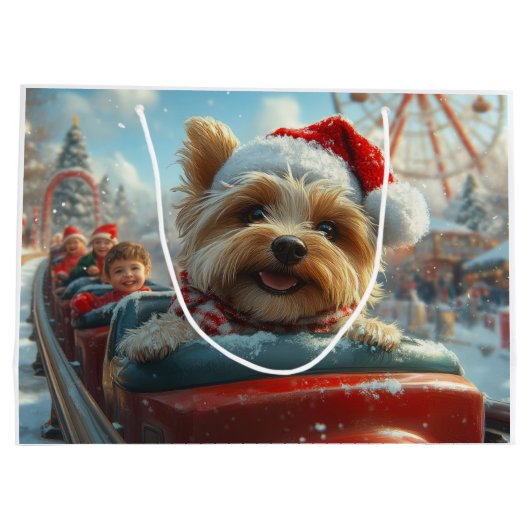 バイワーテリア犬ローラーコースタークリスマス ラージペーパーバッグ (裏面)