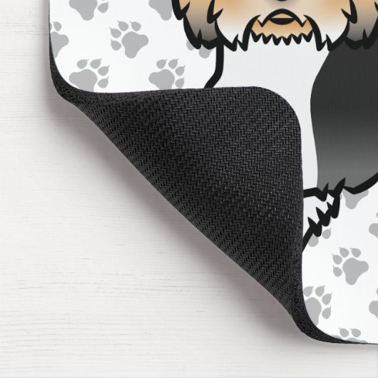 バイワーテリア/ヨークシャーテリアかわいい漫画の犬と手 マウスパッド (コーナー)