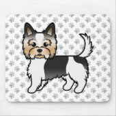 バイワーテリア/ヨークシャーテリアかわいい漫画の犬と手 マウスパッド (正面)