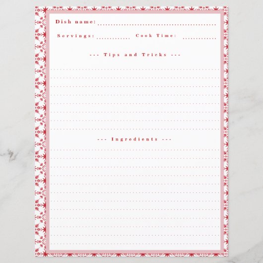 バインダカスタムー用クリスマススノーフレークレシピカード (正面)