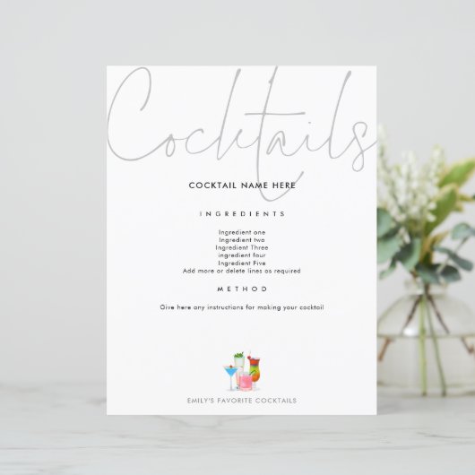 バインダーページの未来のミセスのためのカクテルレシピ (スタンド正面)