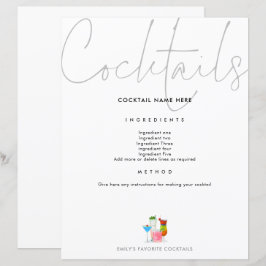 バインダーページの未来のミセスのためのカクテルレシピ