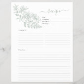 バインダー用の両面セージ緑レシピページ チラシ (裏面)