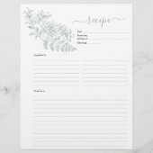 バインダー用の両面セージ緑レシピページ チラシ (正面)