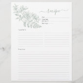 バインダー用の両面セージ緑レシピページ チラシ (裏面)