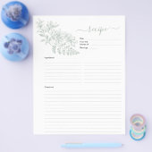 バインダー用の両面セージ緑レシピページ チラシ (シングル)