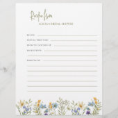 バインダー用の予算フローラレシピシートテンプレート チラシ (正面)