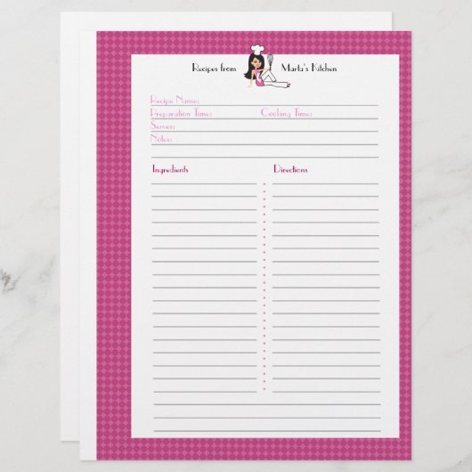 バインダ図解入りの、写真付きのー・ユーザーの完全レシピ・ページ (正面/裏面)