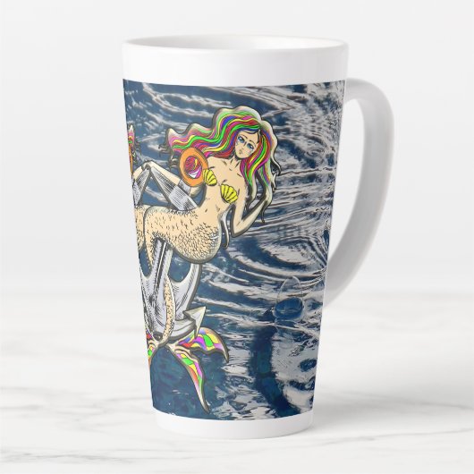 バインドされたメルメイド航海の-海愛好家のためのデザイン カフェラテマグ (右アングル)