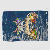 バインドされたメルメイド航海の-海愛好家のためのデザイン ゴルフタオル (横)