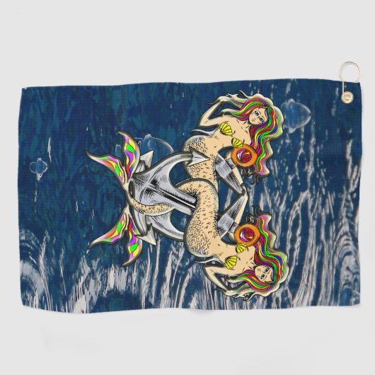 バインドされたメルメイド航海の-海愛好家のためのデザイン ゴルフタオル (横)