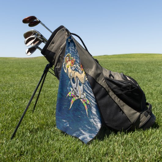 バインドされたメルメイド航海の-海愛好家のためのデザイン ゴルフタオル (グリーン)