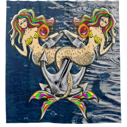 バインドされたメルメイド航海の-海愛好家のためのデザイン シャワーカーテン (正面)