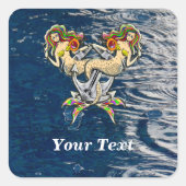 バインドされたメルメイド航海の-海愛好家のためのデザイン スクエアシール (正面)