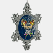 バインドされたメルメイド航海の-海愛好家のためのデザイン スノーフレークピューターオーナメント (左)