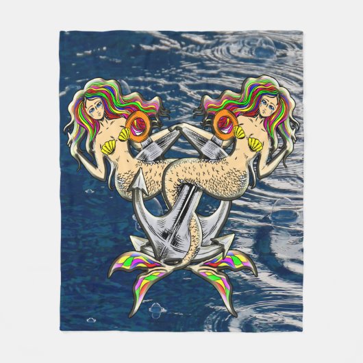 バインドされたメルメイド航海の-海愛好家のためのデザイン フリースブランケット (正面)