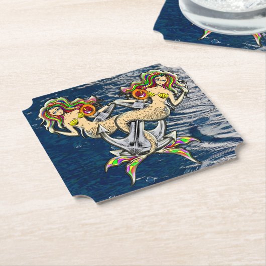 バインドされたメルメイド航海の-海愛好家のためのデザイン ペーパーコースター (アングル)