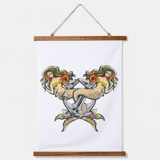 バインドされたメルメイド航海の-海愛好家のためのデザイン 吊り下げ型タペストリー (正面)