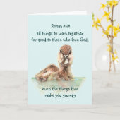 バイ感動的ブル引用文Rom 8:28共同作業  カード (黄色い花)