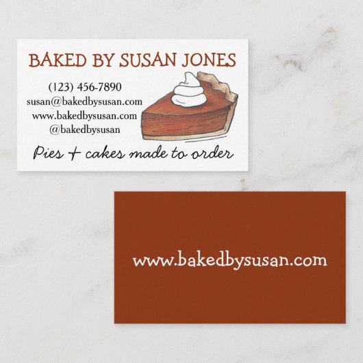 バイ焼いたベーカリーカボチャのパイスライス菓子シェフフード 名刺 (正面/裏面)