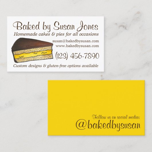 バイ焼いたボストンクリームパイケーキスライスベーカリーペストリー 名刺 (正面/裏面)