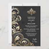 バイ華美レトロアラビア語エキゾチックはっきりしたダマスク結婚式 招待状 (正面)