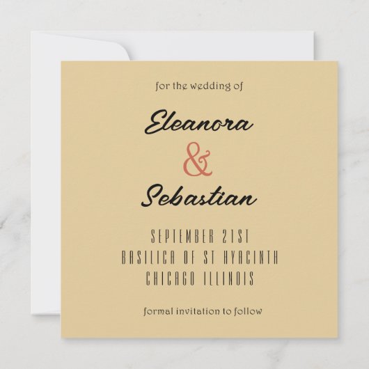 「バイ・ジョーブ、彼女はイエスと言った」Save the Dateのお知らせ (裏面)