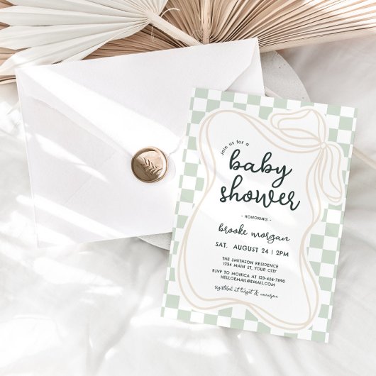 バウお洒落男女兼用名門私立校風のビー・シャワー 招待状