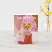 バウタイバレンタインデーの子犬 カード (黄色い花)