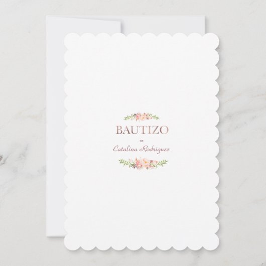 バウティエレガントゾコンフローレスバラ金ゴールドガールバプテスマ 招待状 (裏面)