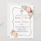 バウティエレガントゾコンフローレスバラ金ゴールドガールバプテスマ 招待状 (正面)