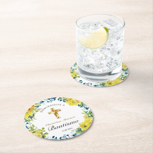 バウティスドゥニニャボニタクルスフローラアマリロ ラウンドペーパーコースター (インサイチュ)