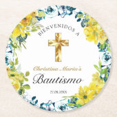 バウティスドゥニニャボニタクルスフローラアマリロ ラウンドペーパーコースター (正面)