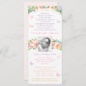 バウティスプテスマ1st誕生日パーティー蝶 招待状 (正面/裏面)