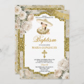 バウティスペインのゾフィエスタキュート小さな女の子バプテスマ 招待状 (正面/裏面)
