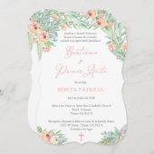 バウティスモスペインのバプテスマ&女子のための最初の誕生日 招待状 (正面/裏面)