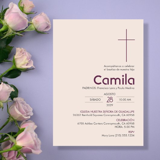 バウティゾインビタシオンエレガントミニマリスト洗礼 招待状