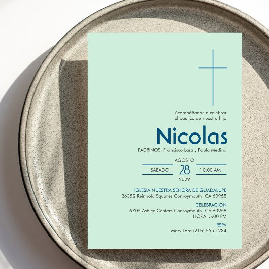 バウティゾインビタシオンエレガントミニマリスト洗礼 招待状