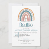バウティゾインビタシオンカソリックパステルレインボーバプテスマ 招待状 (正面)